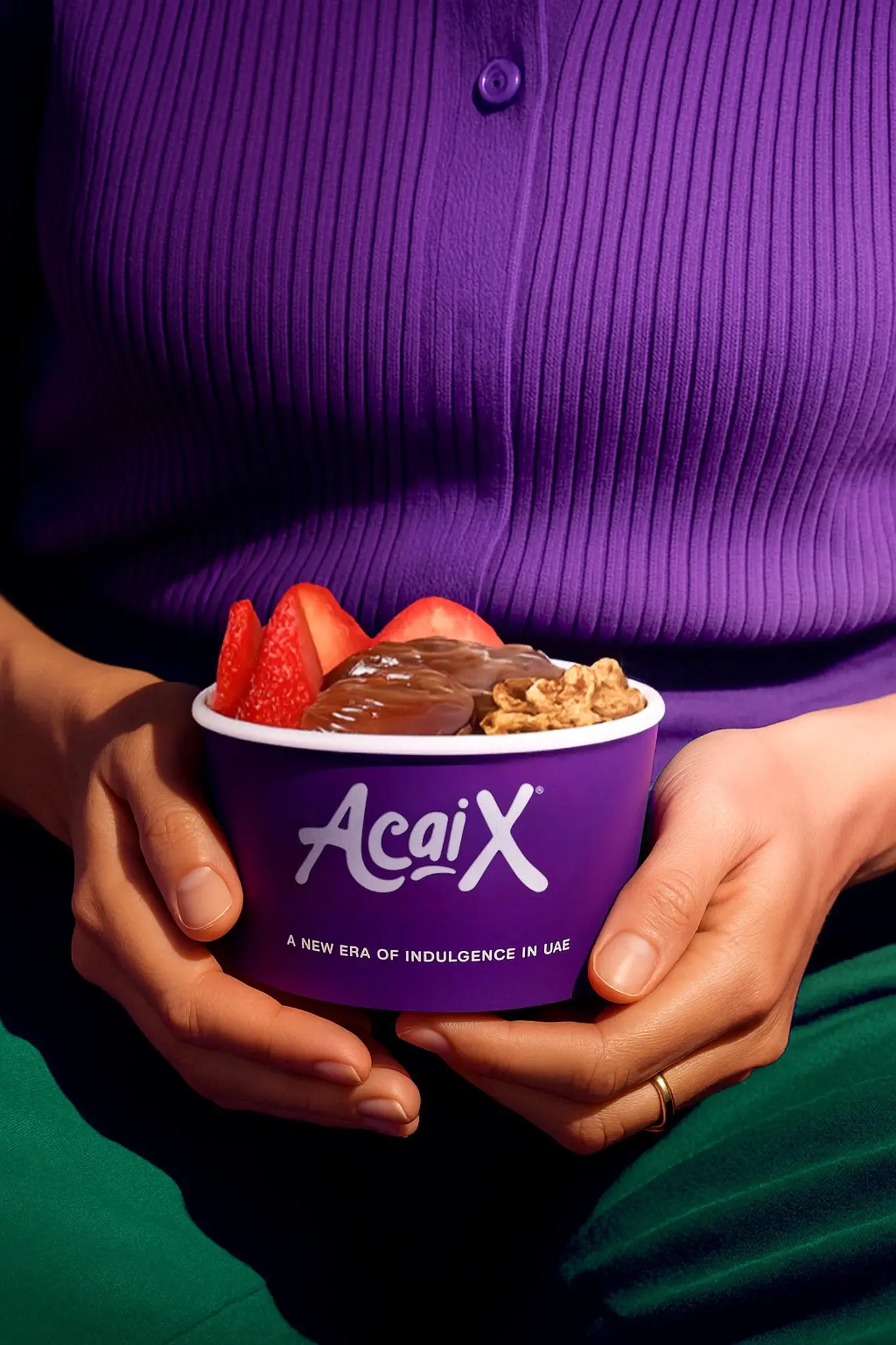 AcaiX branded acai bowl