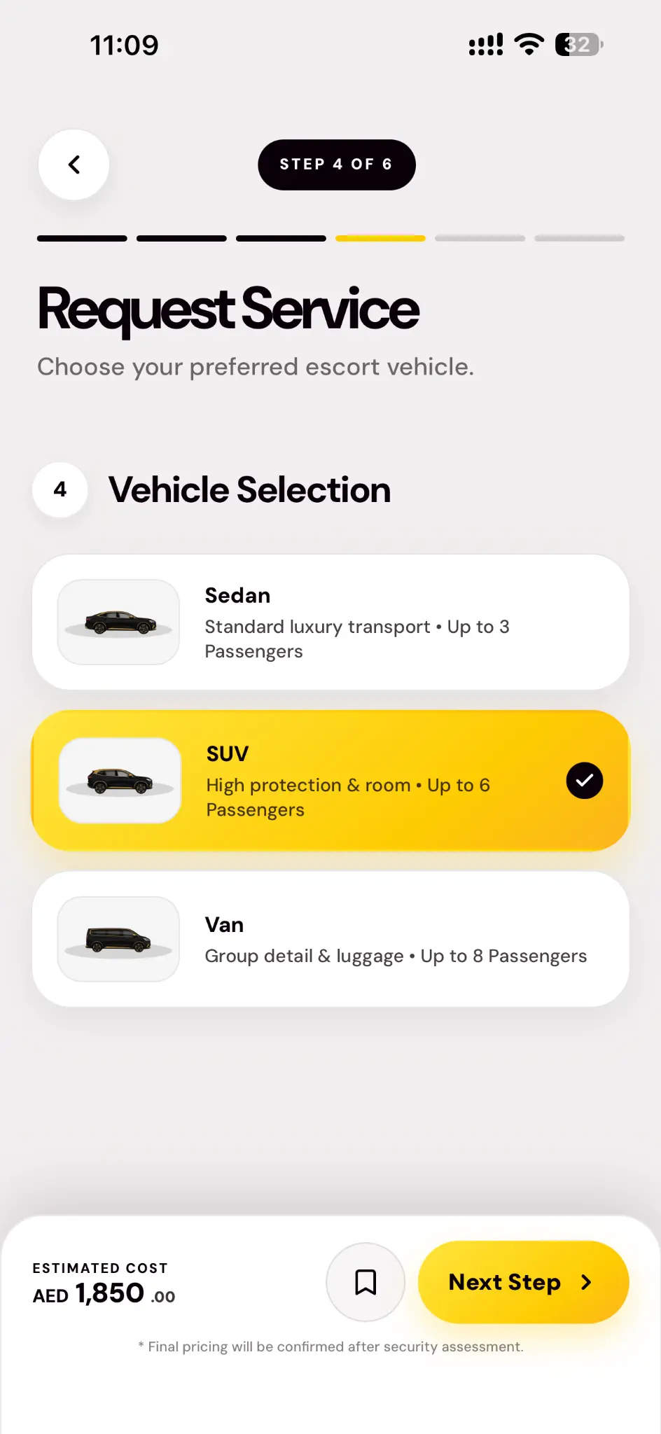 GuardianGo vehicle selection
