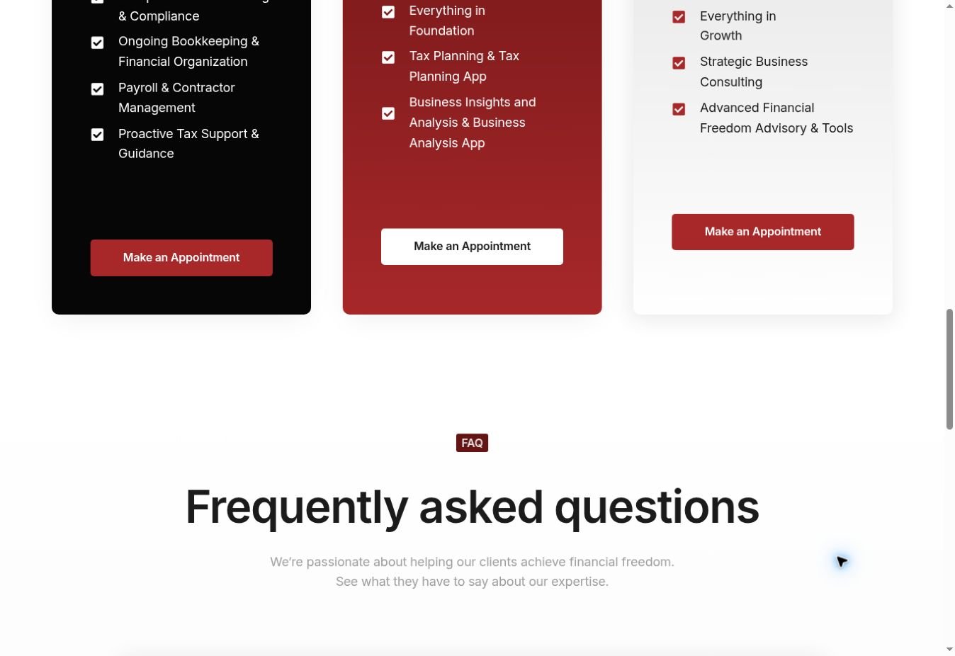 DreamWalk® page showing the service tiers and supporting questions